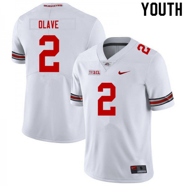 Ohio State Buckeyes #2 Chris Olave Youth University Jersey White